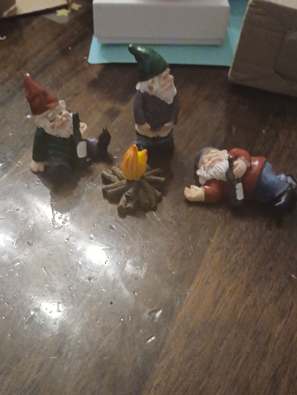 Three-Piece Garden Gnome  with Campfire - Mini